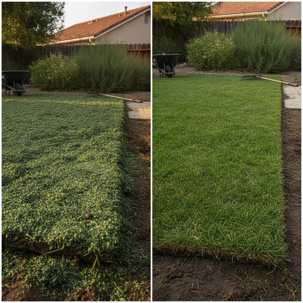 Comparison graphic showing hydroseeding cost per square foot next to sod cost per square foot for a San Diego yard.