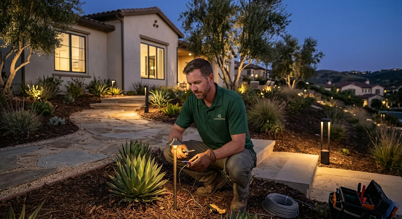 Landscape lights along a sloped path at a 4S Ranch home