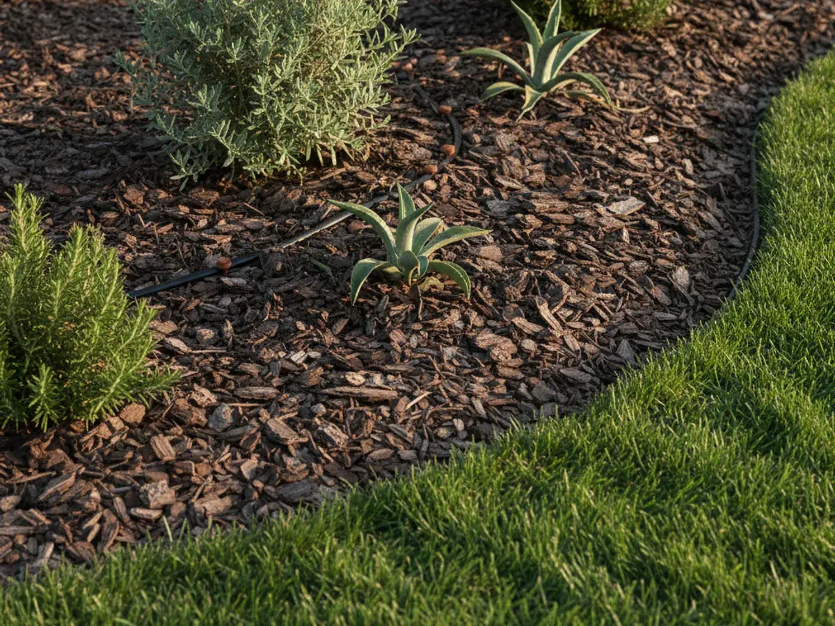 Mulching detail work by a skilled San Diego County landscaper
